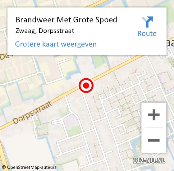 Locatie op kaart van de 112 melding: Brandweer Met Grote Spoed Naar Zwaag, Dorpsstraat op 1 juni 2022 10:18