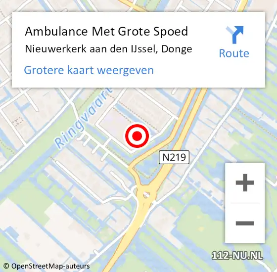 Locatie op kaart van de 112 melding: Ambulance Met Grote Spoed Naar Nieuwerkerk aan den IJssel, Donge op 1 juni 2022 10:20