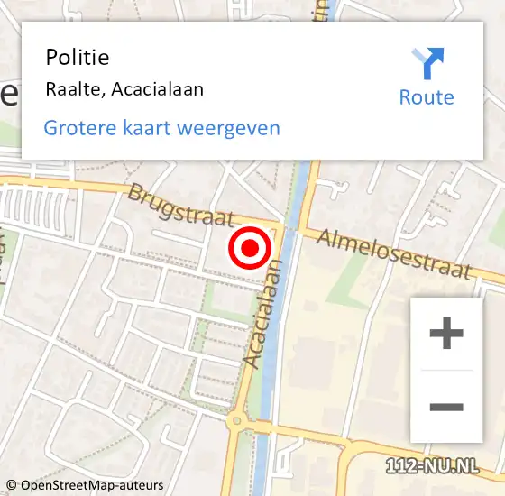 Locatie op kaart van de 112 melding: Politie Raalte, Acacialaan op 1 juni 2022 10:22