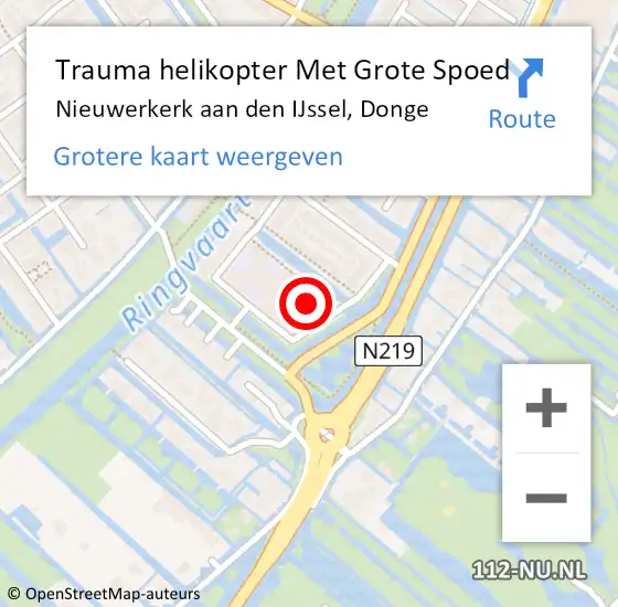 Locatie op kaart van de 112 melding: Trauma helikopter Met Grote Spoed Naar Nieuwerkerk aan den IJssel, Donge op 1 juni 2022 10:25