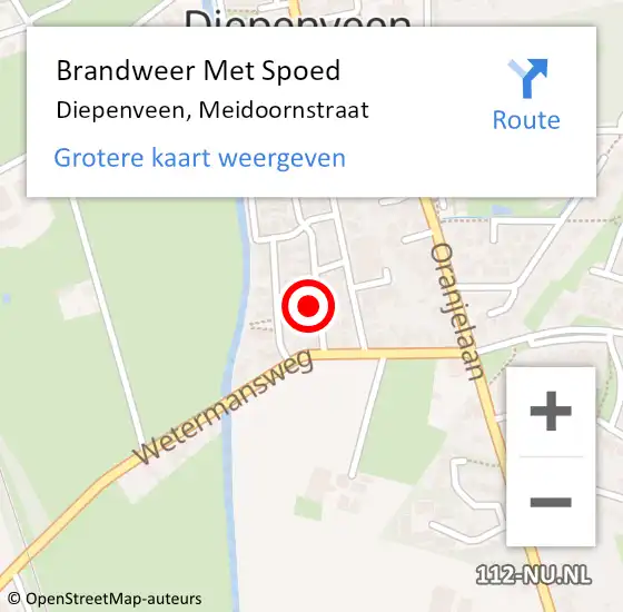 Locatie op kaart van de 112 melding: Brandweer Met Spoed Naar Diepenveen, Meidoornstraat op 1 juni 2022 10:37