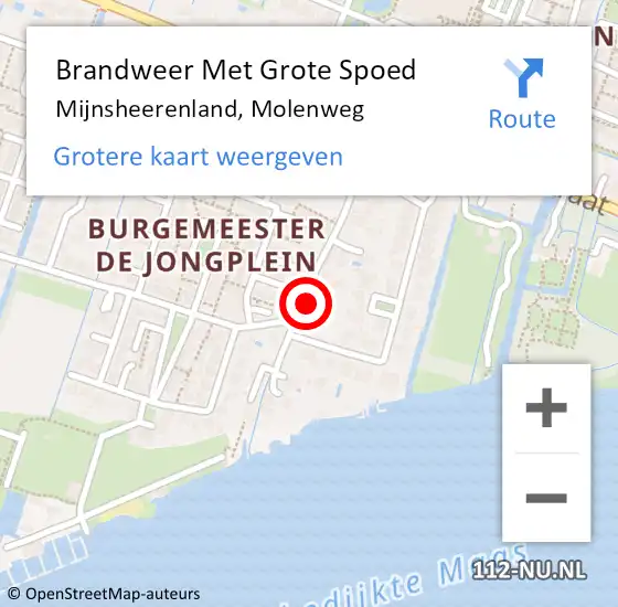 Locatie op kaart van de 112 melding: Brandweer Met Grote Spoed Naar Mijnsheerenland, Molenweg op 1 juni 2022 10:37