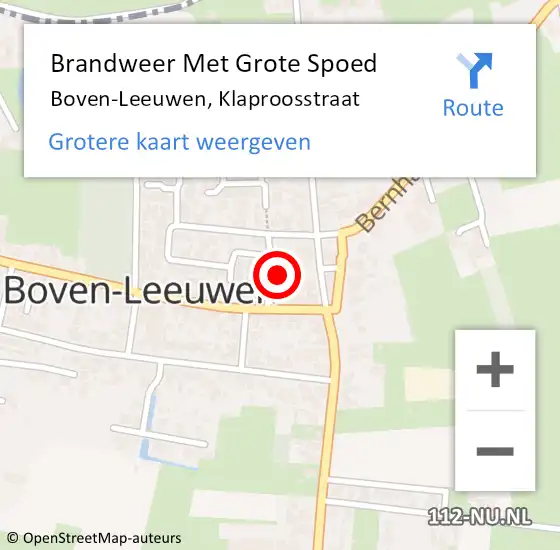 Locatie op kaart van de 112 melding: Brandweer Met Grote Spoed Naar Boven-Leeuwen, Klaproosstraat op 1 juni 2022 10:39