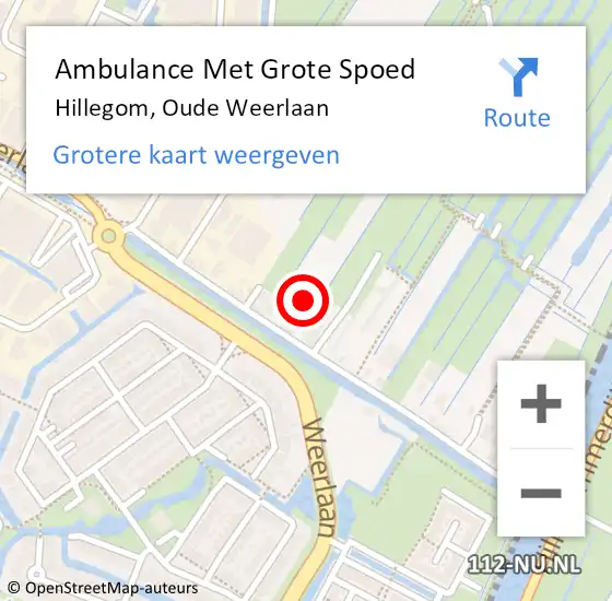 Locatie op kaart van de 112 melding: Ambulance Met Grote Spoed Naar Hillegom, Oude Weerlaan op 1 juni 2022 10:39