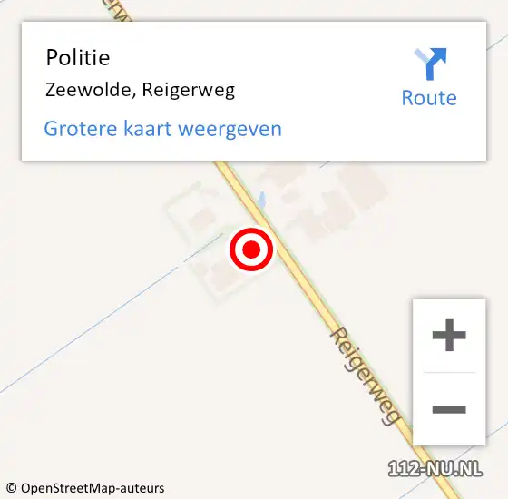 Locatie op kaart van de 112 melding: Politie Zeewolde, Reigerweg op 1 juni 2022 10:44