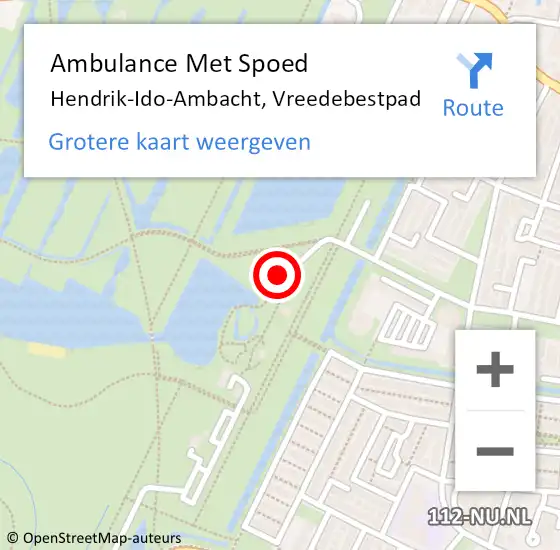 Locatie op kaart van de 112 melding: Ambulance Met Spoed Naar Hendrik-Ido-Ambacht, Vreedebestpad op 1 juni 2022 10:55