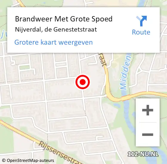 Locatie op kaart van de 112 melding: Brandweer Met Grote Spoed Naar Nijverdal, de Genestetstraat op 1 juni 2022 10:59