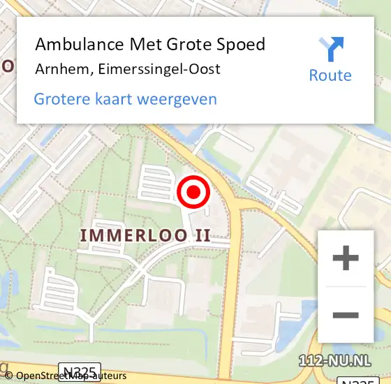 Locatie op kaart van de 112 melding: Ambulance Met Grote Spoed Naar Arnhem, Eimerssingel-Oost op 1 juni 2022 11:03