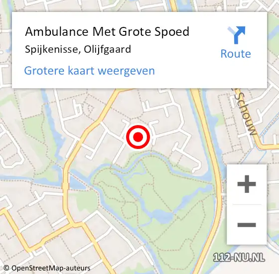 Locatie op kaart van de 112 melding: Ambulance Met Grote Spoed Naar Spijkenisse, Olijfgaard op 1 juni 2022 11:14