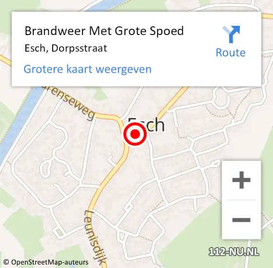 Locatie op kaart van de 112 melding: Brandweer Met Grote Spoed Naar Esch, Dorpsstraat op 1 juni 2022 11:19