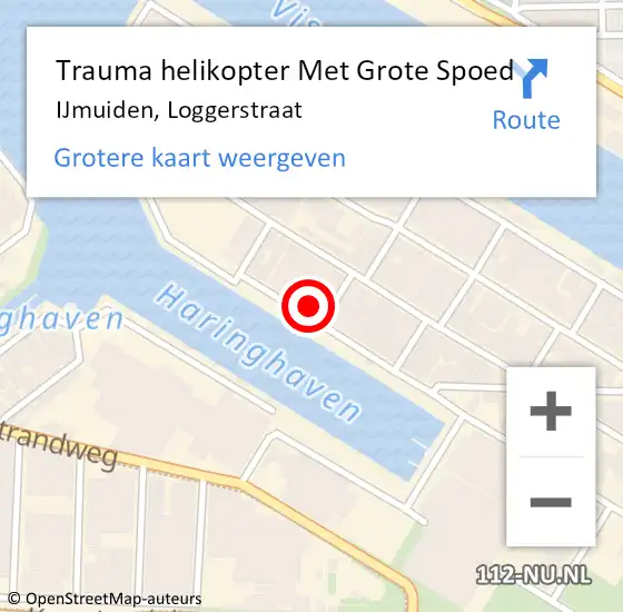 Locatie op kaart van de 112 melding: Trauma helikopter Met Grote Spoed Naar IJmuiden, Loggerstraat op 1 juni 2022 11:25