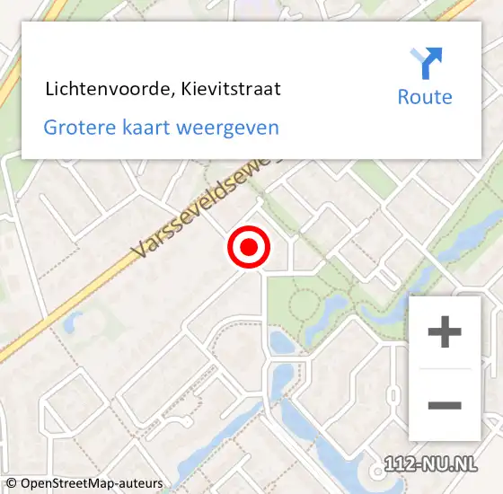 Locatie op kaart van de 112 melding:  Lichtenvoorde, Kievitstraat op 1 juni 2022 11:28