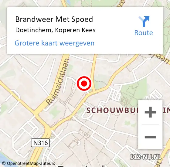 Locatie op kaart van de 112 melding: Brandweer Met Spoed Naar Doetinchem, Koperen Kees op 1 juni 2022 11:48