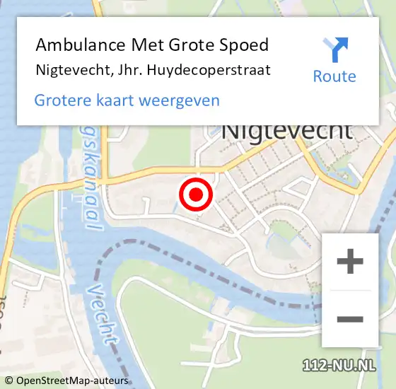 Locatie op kaart van de 112 melding: Ambulance Met Grote Spoed Naar Nigtevecht, Jhr. Huydecoperstraat op 1 juni 2022 12:06