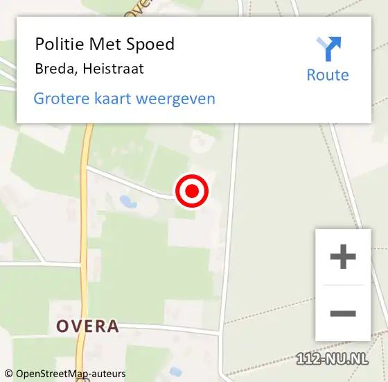 Locatie op kaart van de 112 melding: Politie Met Spoed Naar Breda, Heistraat op 1 juni 2022 12:20