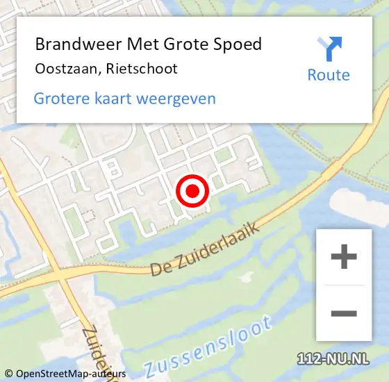 Locatie op kaart van de 112 melding: Brandweer Met Grote Spoed Naar Oostzaan, Rietschoot op 1 juni 2022 12:22