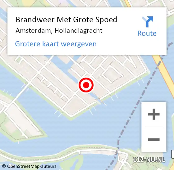 Locatie op kaart van de 112 melding: Brandweer Met Grote Spoed Naar Amsterdam, Hollandiagracht op 1 juni 2022 12:24