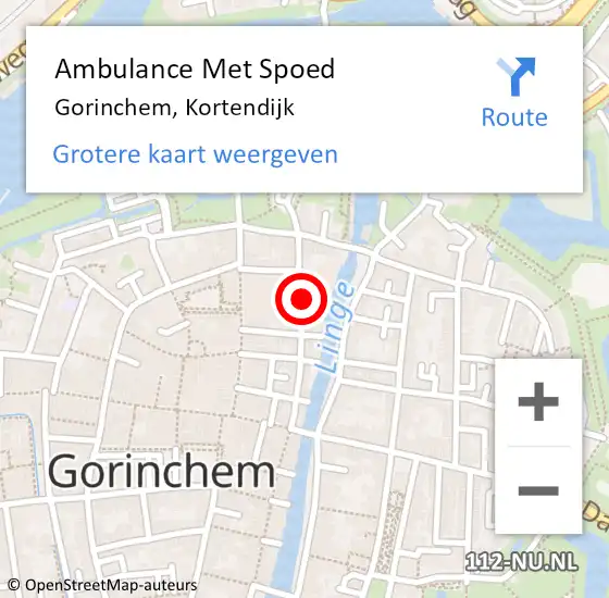 Locatie op kaart van de 112 melding: Ambulance Met Spoed Naar Gorinchem, Kortendijk op 1 juni 2022 12:25