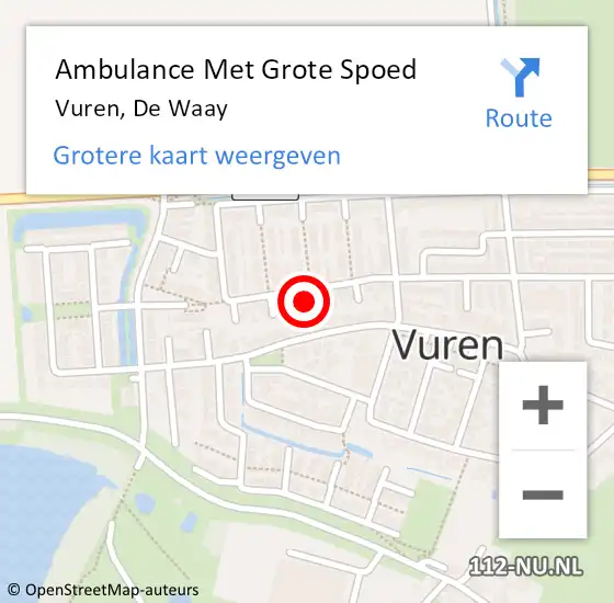 Locatie op kaart van de 112 melding: Ambulance Met Grote Spoed Naar Vuren, De Waay op 1 juni 2022 12:34