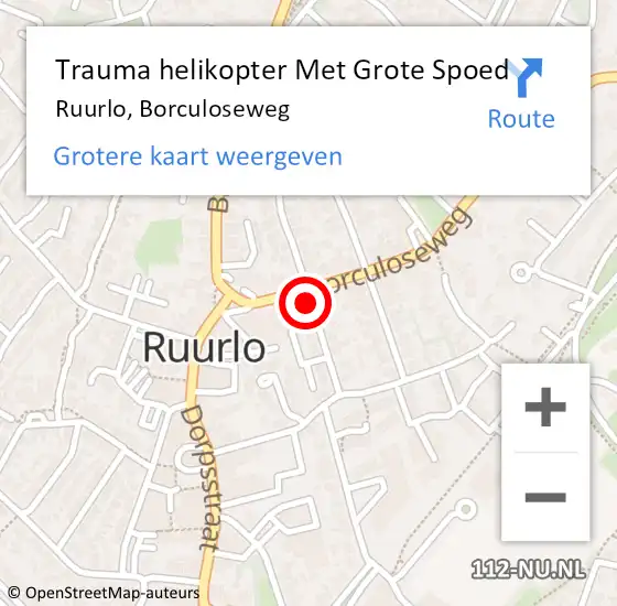 Locatie op kaart van de 112 melding: Trauma helikopter Met Grote Spoed Naar Ruurlo, Borculoseweg op 1 juni 2022 12:35