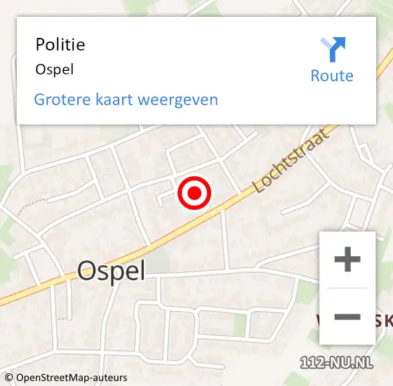 Locatie op kaart van de 112 melding: Politie Ospel op 1 juni 2022 12:44