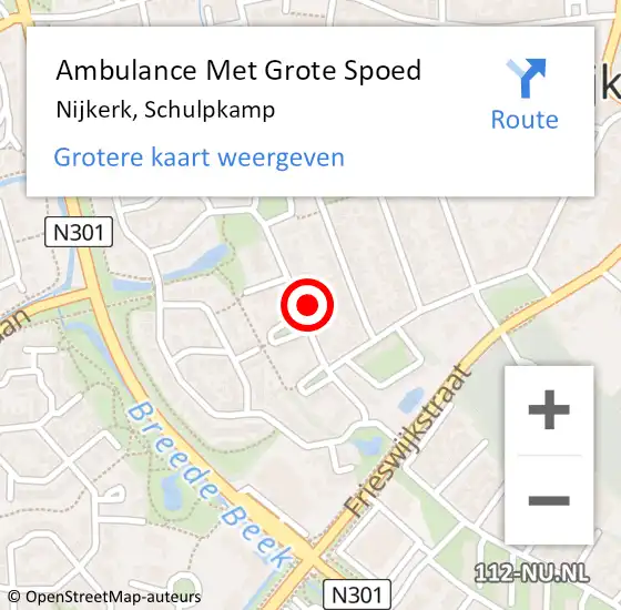 Locatie op kaart van de 112 melding: Ambulance Met Grote Spoed Naar Nijkerk, Schulpkamp op 1 juni 2022 12:51