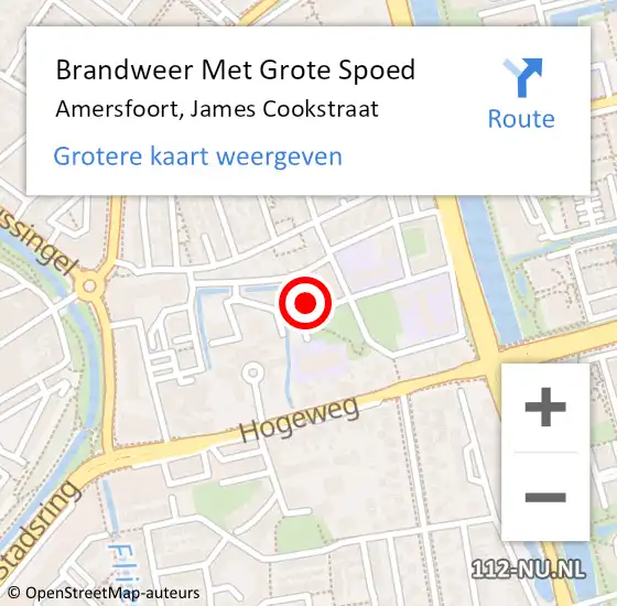 Locatie op kaart van de 112 melding: Brandweer Met Grote Spoed Naar Amersfoort, James Cookstraat op 1 juni 2022 12:53