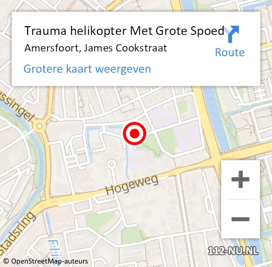 Locatie op kaart van de 112 melding: Trauma helikopter Met Grote Spoed Naar Amersfoort, James Cookstraat op 1 juni 2022 12:56