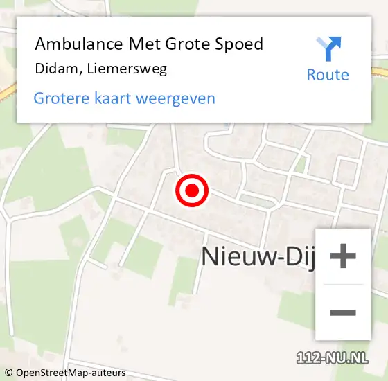 Locatie op kaart van de 112 melding: Ambulance Met Grote Spoed Naar Didam, Liemersweg op 1 juni 2022 13:17