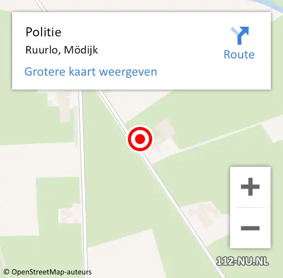 Locatie op kaart van de 112 melding: Politie Ruurlo, Mödijk op 1 juni 2022 13:19