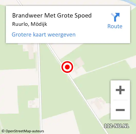 Locatie op kaart van de 112 melding: Brandweer Met Grote Spoed Naar Ruurlo, Mödijk op 1 juni 2022 13:20