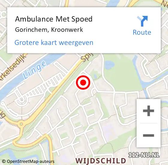 Locatie op kaart van de 112 melding: Ambulance Met Spoed Naar Gorinchem, Kroonwerk op 1 juni 2022 13:26