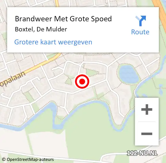 Locatie op kaart van de 112 melding: Brandweer Met Grote Spoed Naar Boxtel, De Mulder op 1 juni 2022 13:35