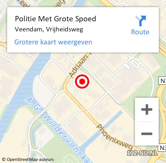 Locatie op kaart van de 112 melding: Politie Met Grote Spoed Naar Veendam, Vrijheidsweg op 1 juni 2022 13:46