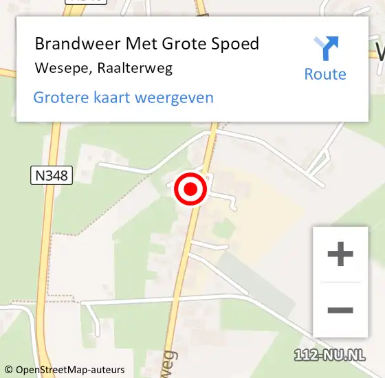 Locatie op kaart van de 112 melding: Brandweer Met Grote Spoed Naar Wesepe, Raalterweg op 1 juni 2022 13:50