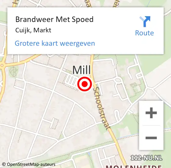 Locatie op kaart van de 112 melding: Brandweer Met Spoed Naar Cuijk, Markt op 1 juni 2022 13:59