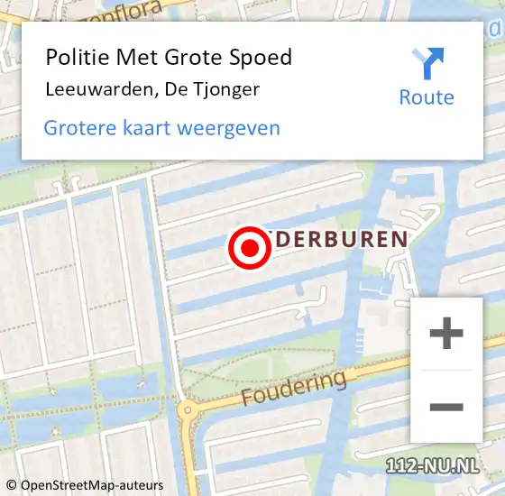 Locatie op kaart van de 112 melding: Politie Met Grote Spoed Naar Leeuwarden, De Tjonger op 1 juni 2022 14:01