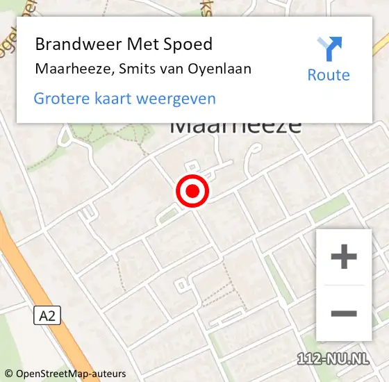 Locatie op kaart van de 112 melding: Brandweer Met Spoed Naar Maarheeze, Smits van Oyenlaan op 1 juni 2022 14:04