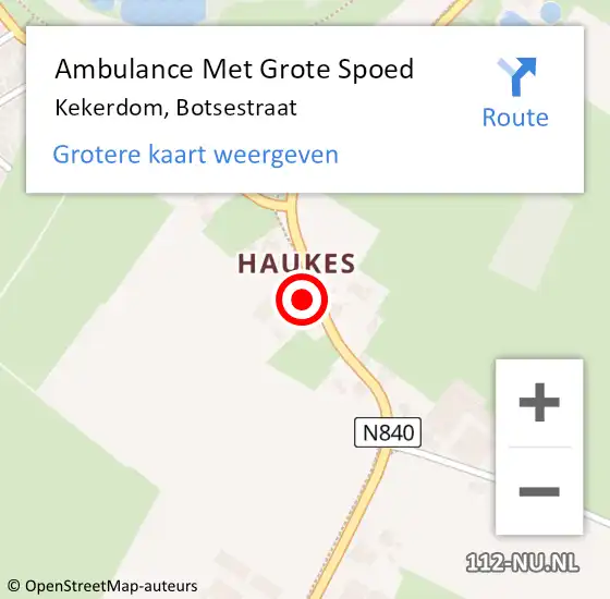Locatie op kaart van de 112 melding: Ambulance Met Grote Spoed Naar Kekerdom, Botsestraat op 1 juni 2022 14:22