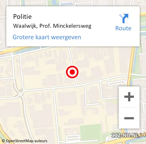 Locatie op kaart van de 112 melding: Politie Waalwijk, Prof. Minckelersweg op 1 juni 2022 14:25