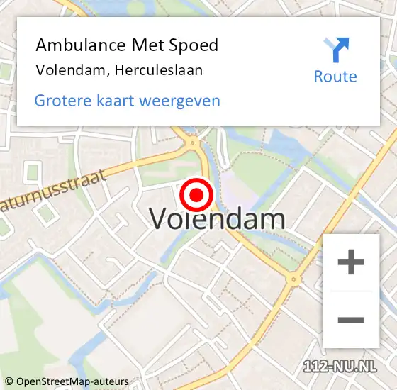 Locatie op kaart van de 112 melding: Ambulance Met Spoed Naar Volendam, Herculeslaan op 1 juni 2022 14:28
