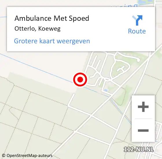 Locatie op kaart van de 112 melding: Ambulance Met Spoed Naar Otterlo, Koeweg op 1 juni 2022 14:37