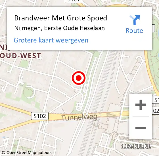 Locatie op kaart van de 112 melding: Brandweer Met Grote Spoed Naar Nijmegen, Eerste Oude Heselaan op 1 juni 2022 14:47