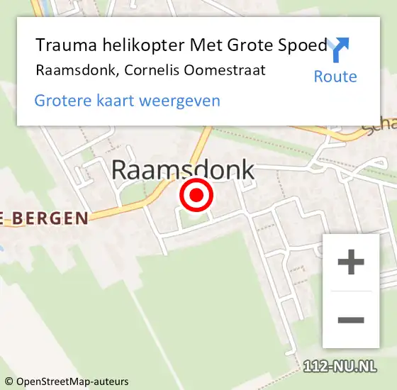 Locatie op kaart van de 112 melding: Trauma helikopter Met Grote Spoed Naar Raamsdonk, Cornelis Oomestraat op 1 juni 2022 14:49