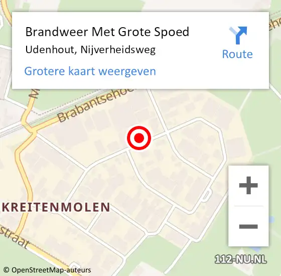 Locatie op kaart van de 112 melding: Brandweer Met Grote Spoed Naar Udenhout, Nijverheidsweg op 1 juni 2022 14:54