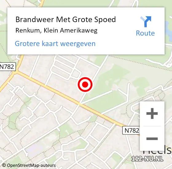 Locatie op kaart van de 112 melding: Brandweer Met Grote Spoed Naar Renkum, Klein Amerikaweg op 1 juni 2022 15:10