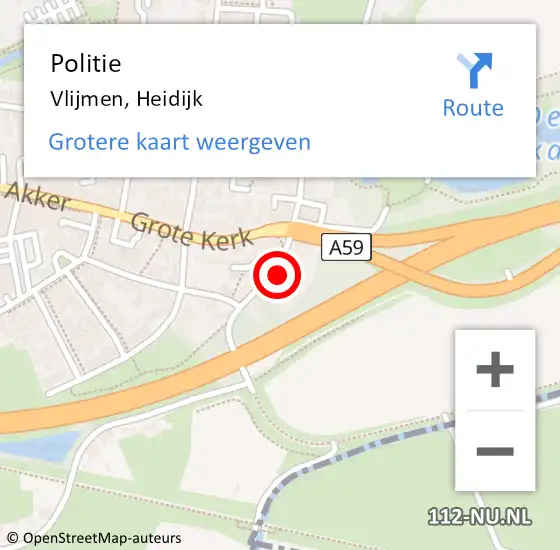 Locatie op kaart van de 112 melding: Politie Vlijmen, Heidijk op 1 juni 2022 15:15