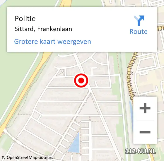 Locatie op kaart van de 112 melding: Politie Sittard, Frankenlaan op 1 juni 2022 15:23