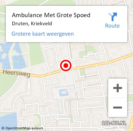 Locatie op kaart van de 112 melding: Ambulance Met Grote Spoed Naar Druten, Kriekveld op 1 juni 2022 15:26