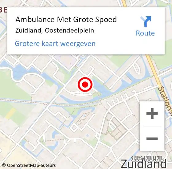 Locatie op kaart van de 112 melding: Ambulance Met Grote Spoed Naar Zuidland, Oostendeelplein op 1 juni 2022 15:37